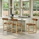 preview thumbnail 29 of 35, Corvus Caen Teddy Fabric Bar Stools with Wood Legs (Set of 2)