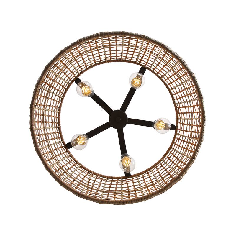 Wry Lighting Weavelight 5-light Pendant in Natural Black
