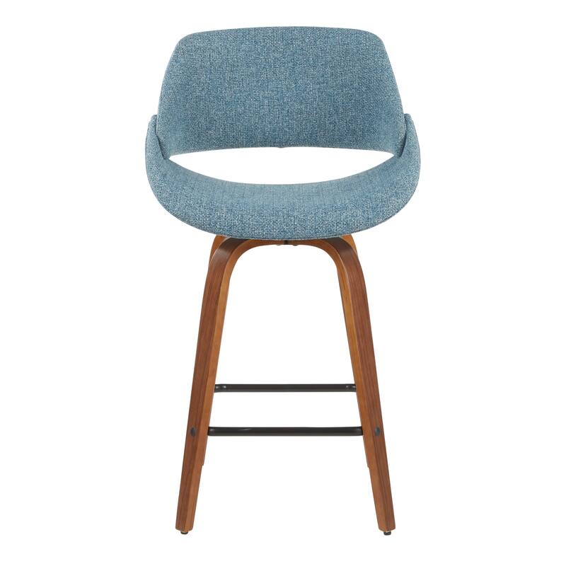 Carson Carrington Svellingen 26" Fixed-Height Counter Stool with Square Footrest (Set of 2) - Blue Fabric