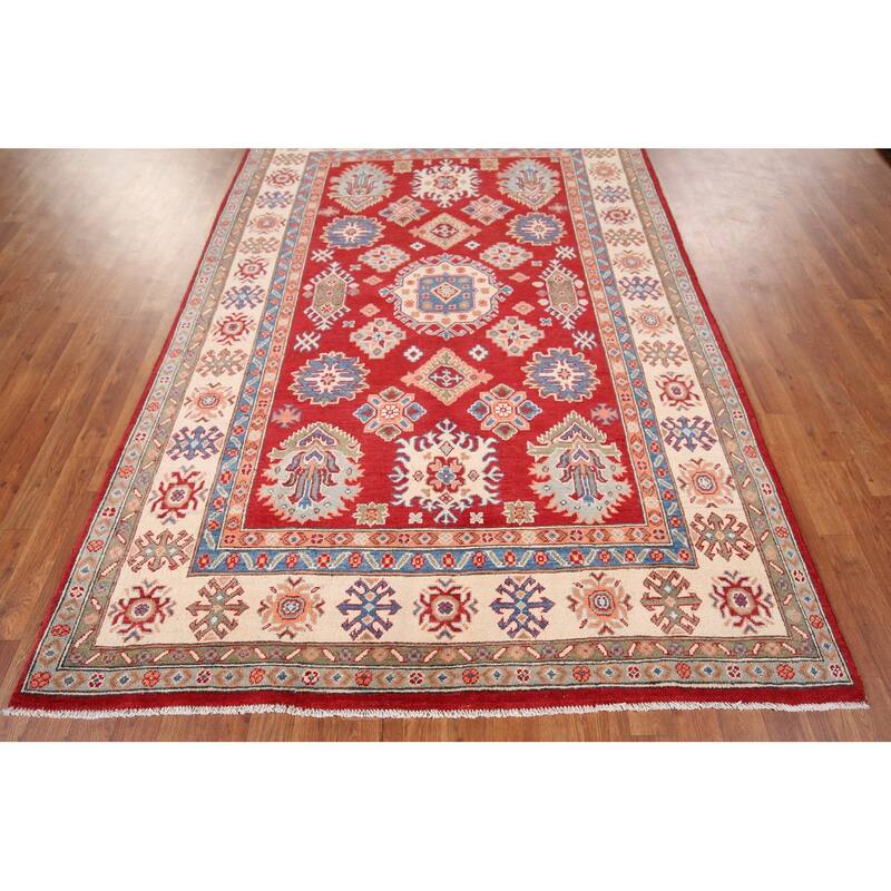 Kazak Oriental Area Rug Handmade Traditional Red Wool Carpet - 5'5" x 7'9"
