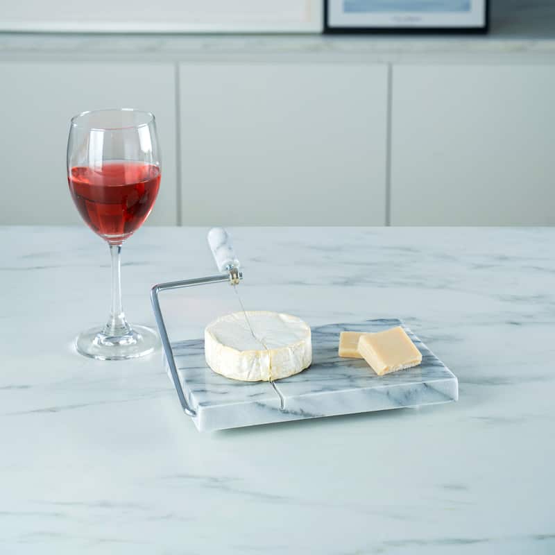 Creative Home Natural Off-White Marble 5" x 8" Cheese Slicer Butter Cutter