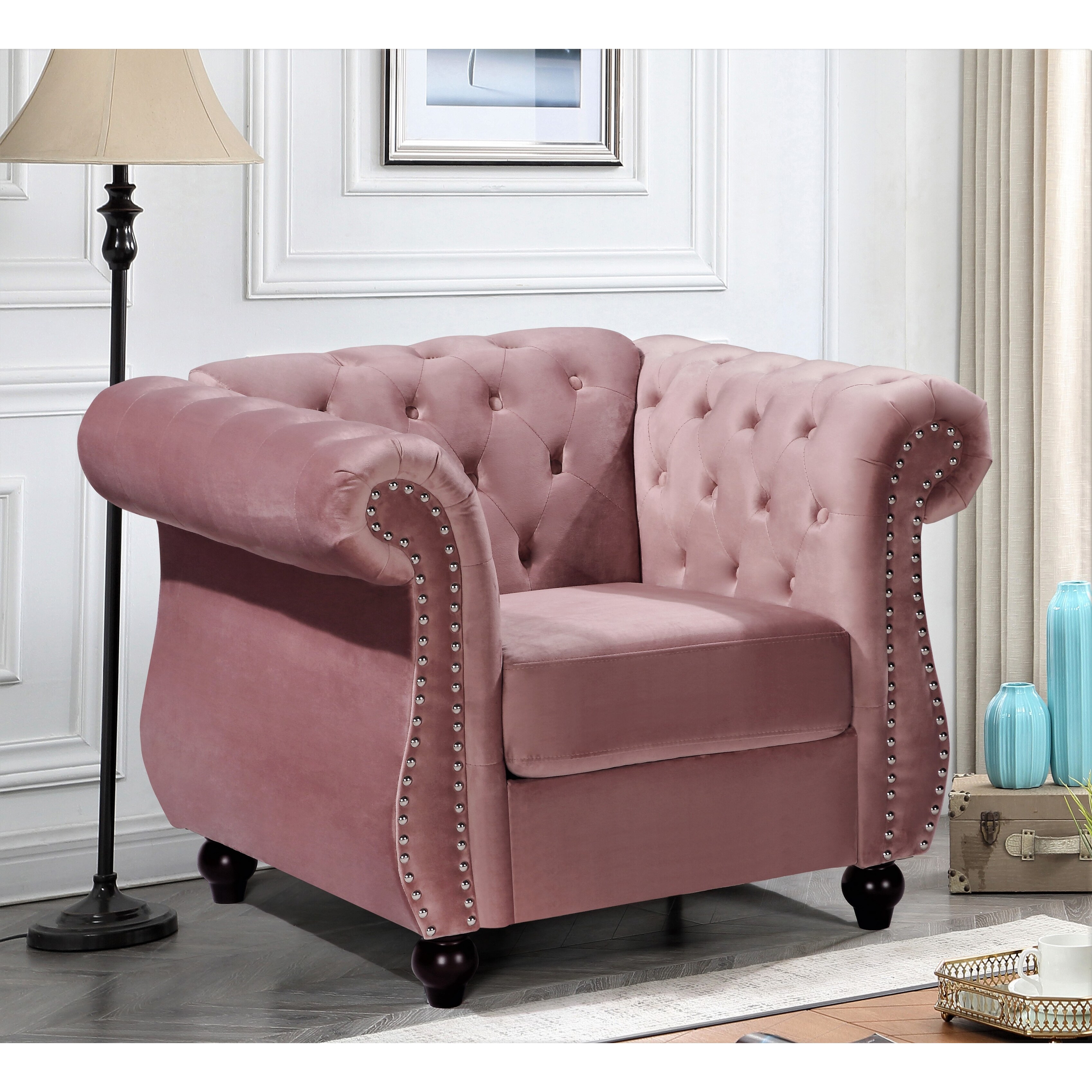 Chesterfield velvet online armchair