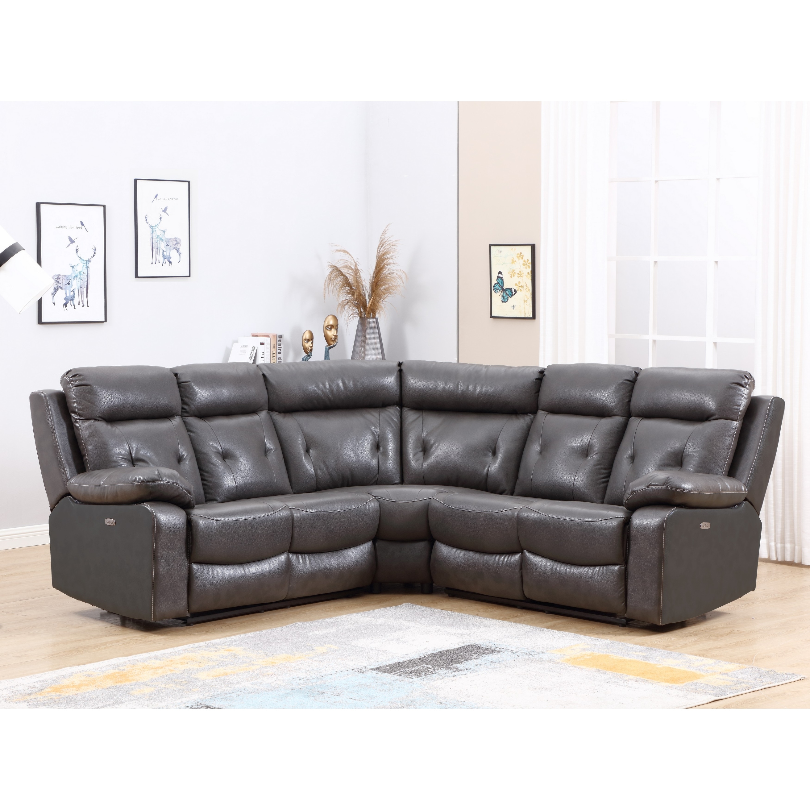 Faux leather power on sale reclining sectional