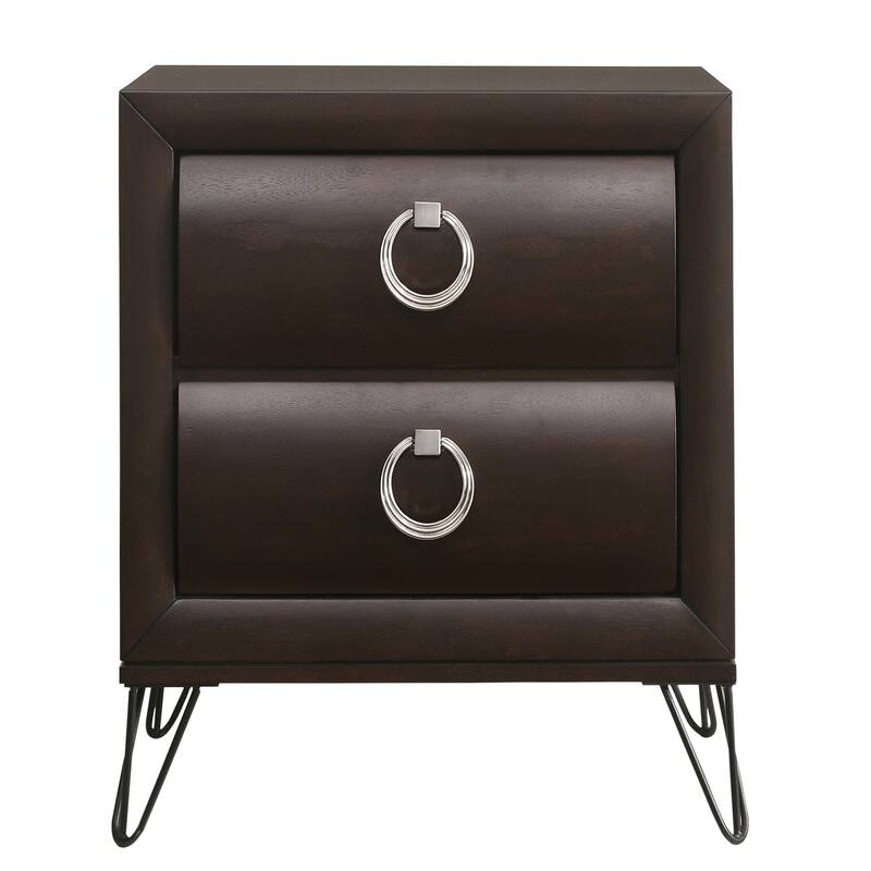 2-Drawer Nightstand with Hairpin Legs and Felt-Lined Top