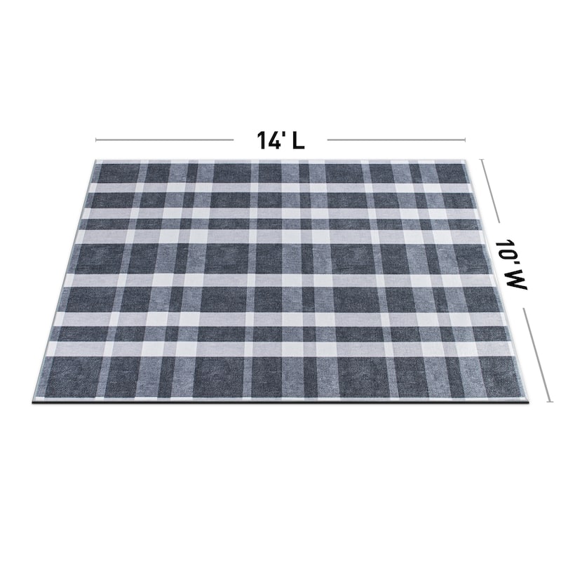 Modern Plaid Machine Washable Area Rug