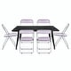 preview thumbnail 2 of 81, Lawrence Modern 7-Piece Dining Set of 6 Acrylic Folding Dining Chairs and Solid Wood Top with Black Metal Legs Magenta