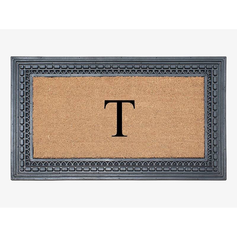 A1HC Rubber and Coir, 24" X 39" Heavy Duty Outdoor Monogrammed Doormat - Monogrammed T