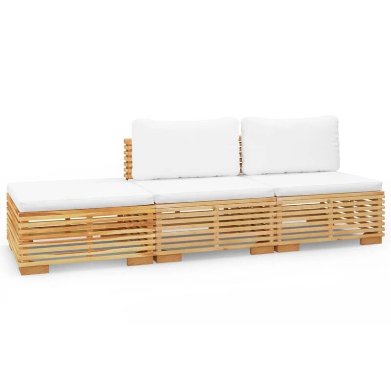 vidaXL 3 Piece Patio Lounge Set with Cushions Solid Wood Teak - 27.4" x 27.4" x 23.6"