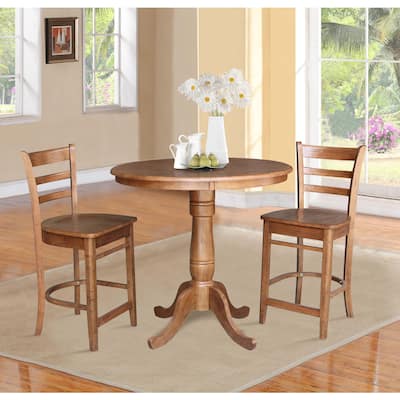 36" Round Top Pedestal Table with 2 Emily Counter Height Stools - 3 Piece Set