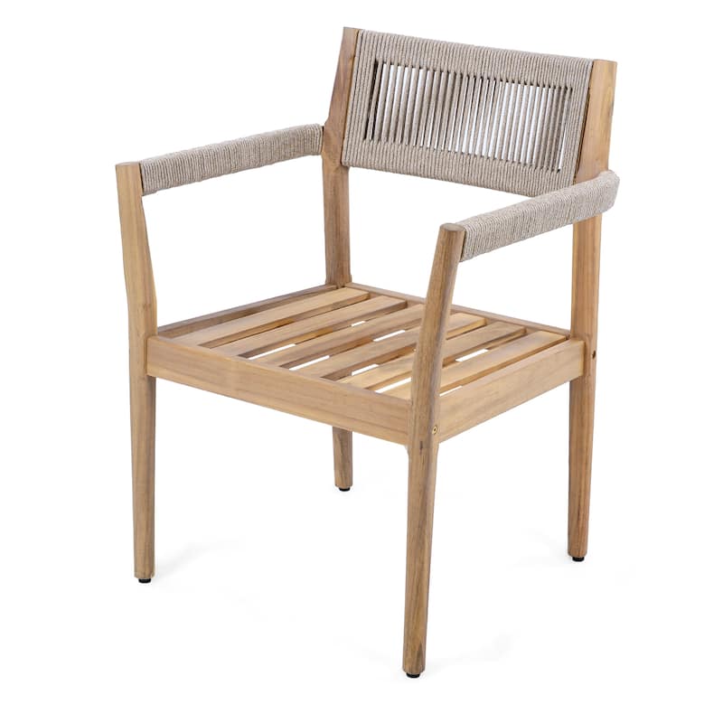 Christopher Knight Home - Sable Acacia Wood Rope Outdoor Dining Chair Set
