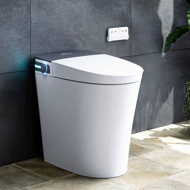 HOROW 10 in Rough-In Elongated Smart Bidet Toilet in White 1.0/1.27 GPF with Auto Flush Heated Seat Child Wash and Deodorizer - White