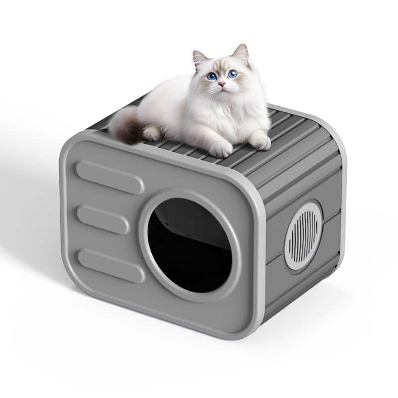 Cat Bed/House for Indoor resin Weatherproof (Blue) - black