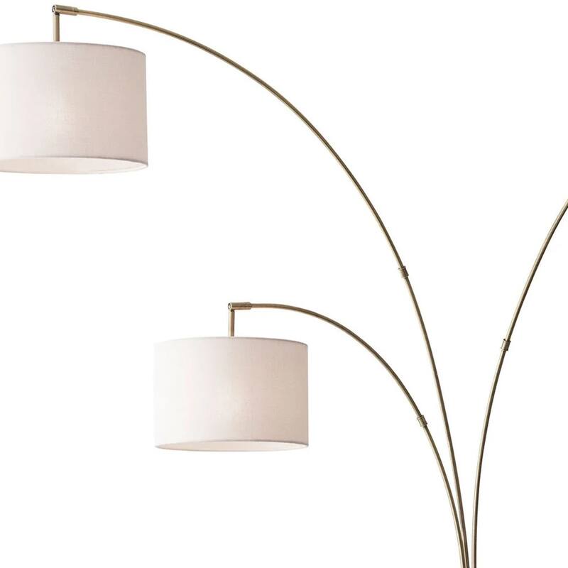 HomeRoots 74" Brass Three Light Tree Floor Lamp With Off White Solid Color Drum Shade - 35.00