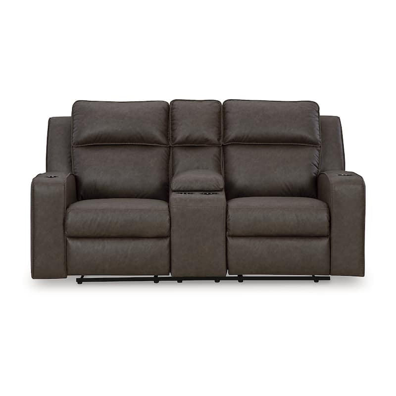 Signature Design by Ashley Lavenhorne Reclining Loveseat with Console - 77"W x 42"D x 43"H