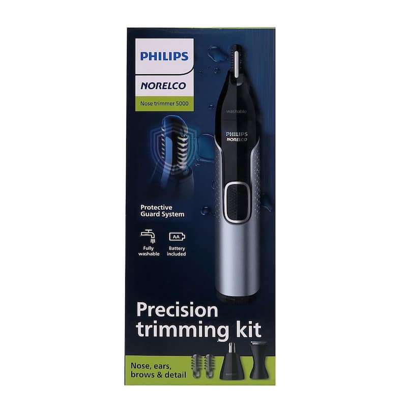 Philips NorelcoNose Trimmer 5000 for Nose, Ears, Eyebrows #NT5600/62 (Black/Silver)