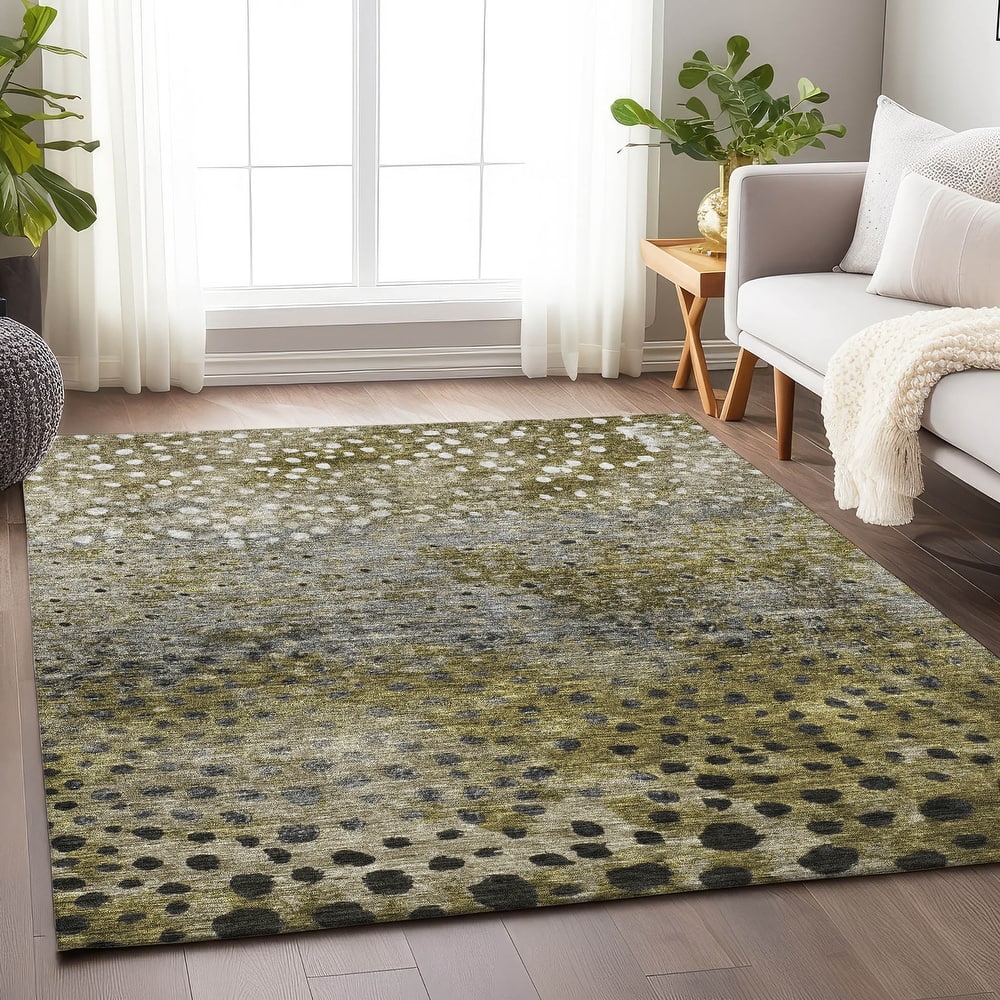 Machine Washable Indoor/ Outdoor Abstract Modern Chantille Rug