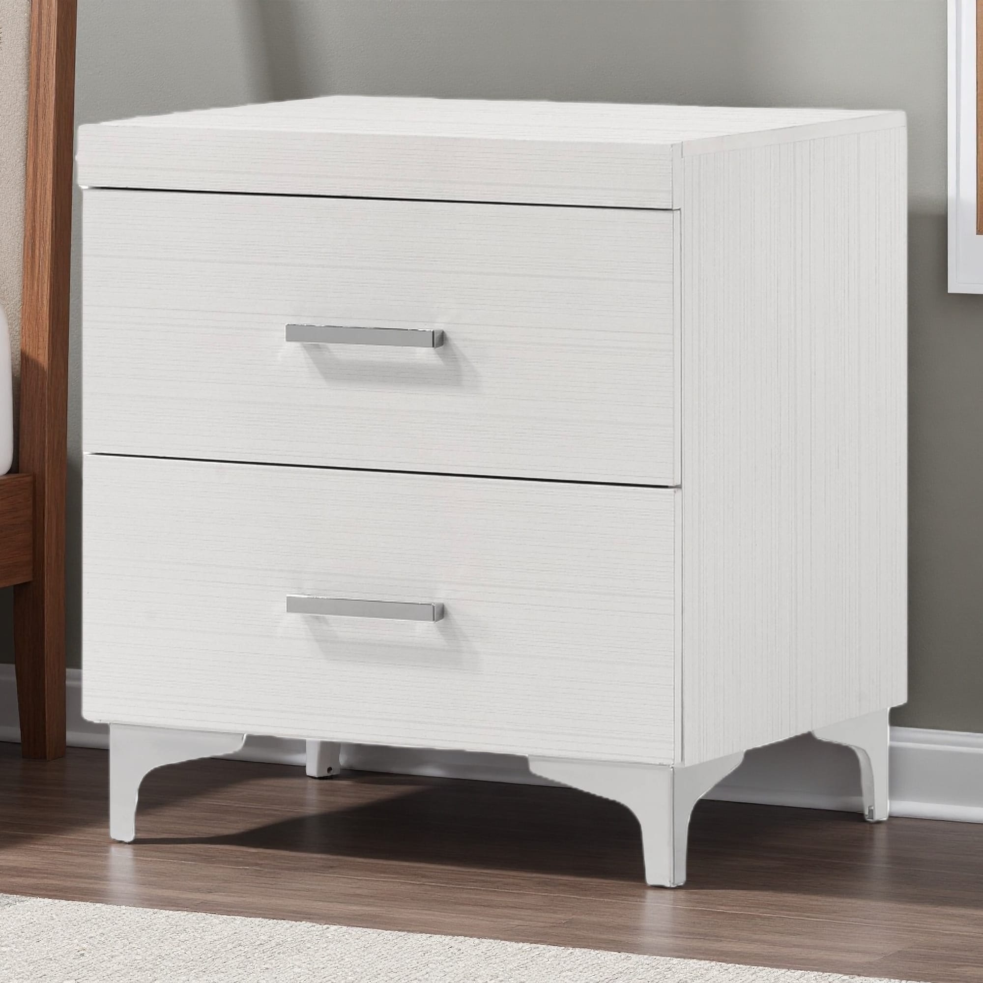 22"L Poplar & Laminated Veneer Nightstand with Metal Glide Drawer & 3/4 Extension