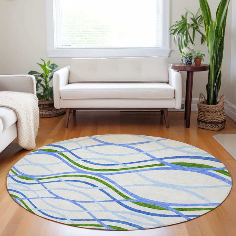 Premium Washable Super Soft Contemporary Dickerson Mayfield Rug - Sky - 8' x 8'