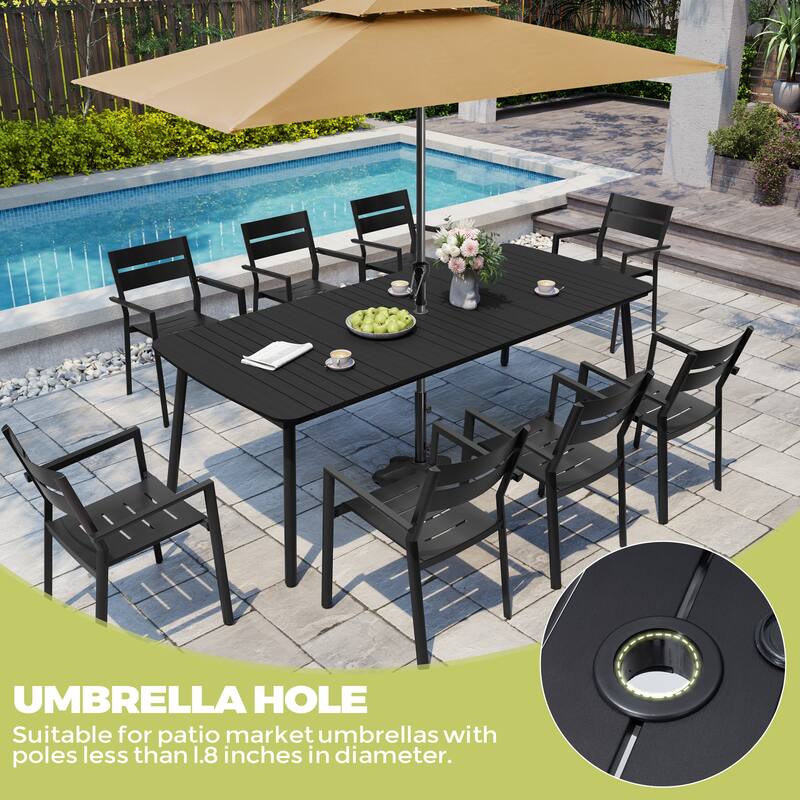 Pellebant Patio Dining Table Rectangular Aluminum Outdoor Table