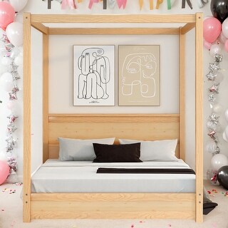 Sturdy Frame Queen Size Canopy Platform Bed - Bed Bath & Beyond - 40722051