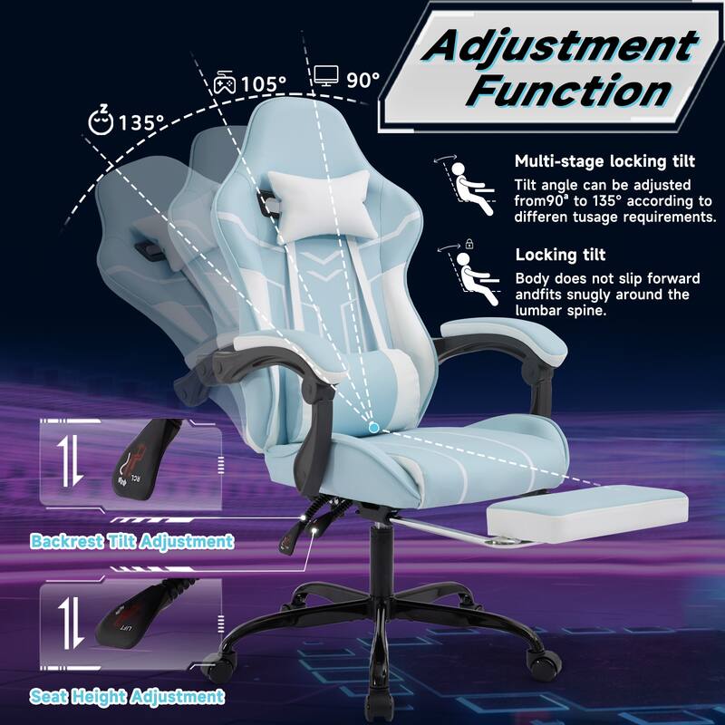 Gaming chair, Computer chair Ergonomic chair with footrest Office chair Ergonomic computer chair