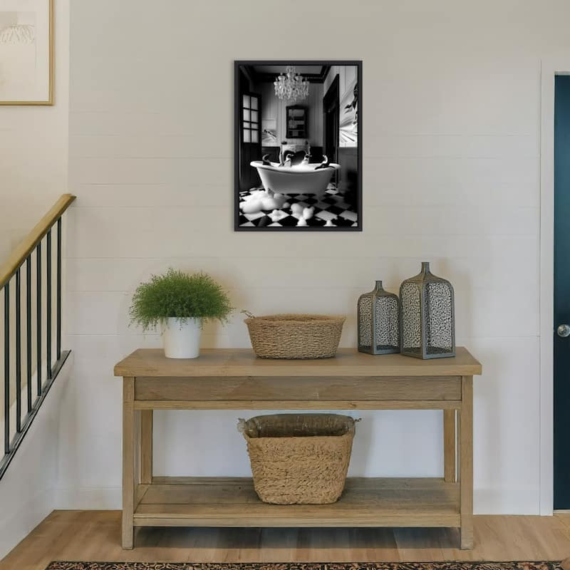 Penguin Spa Day by Niky Rahner Framed Canvas Wall Art