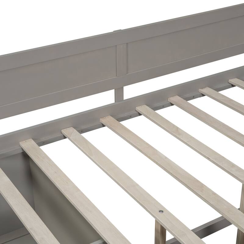 Roomfitters Wooden Full Daybed with Storage Drawers and Shelves Solid Pine Frame