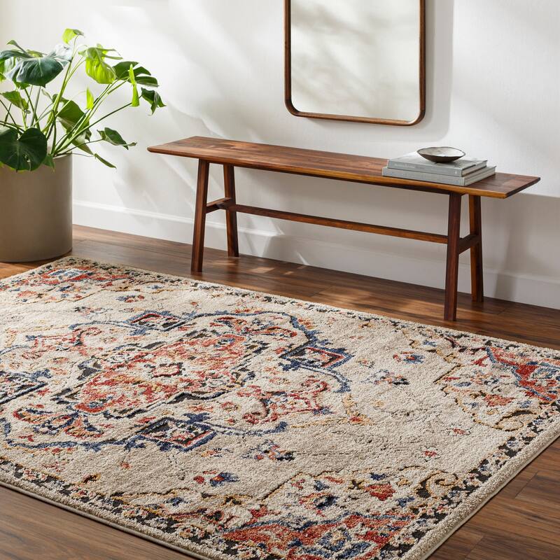 Livabliss Liebe Traditional Medallion Area Rug - Rust/Light Gray - 5' 3" x 7'