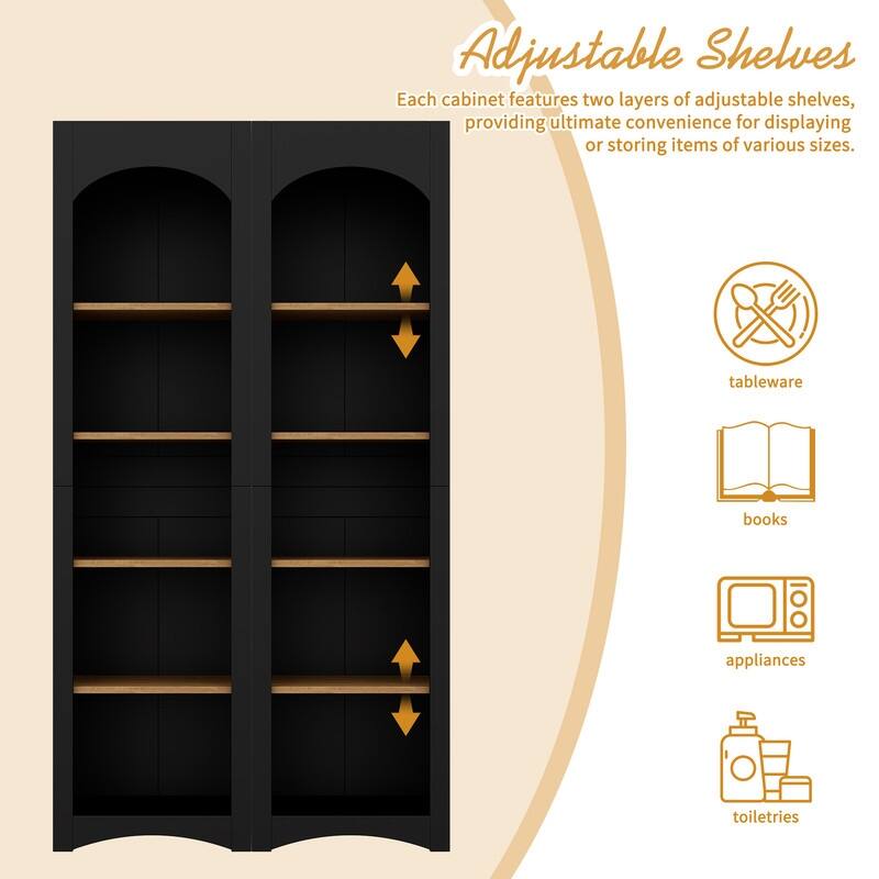 Farmhouse Free Standing 5 Tier Bookshelves Set of 2 with Adjustable Shelves for Versatile Storage