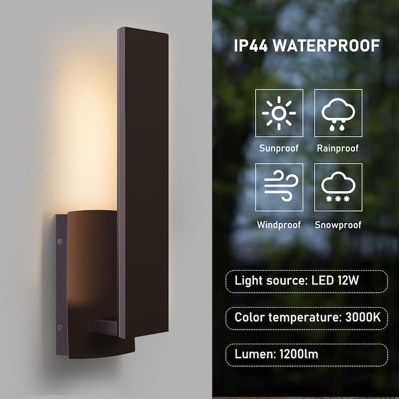 Modern LED Black/Bronze Aluminum Outdoor Wall Sconce(Set of 2)
