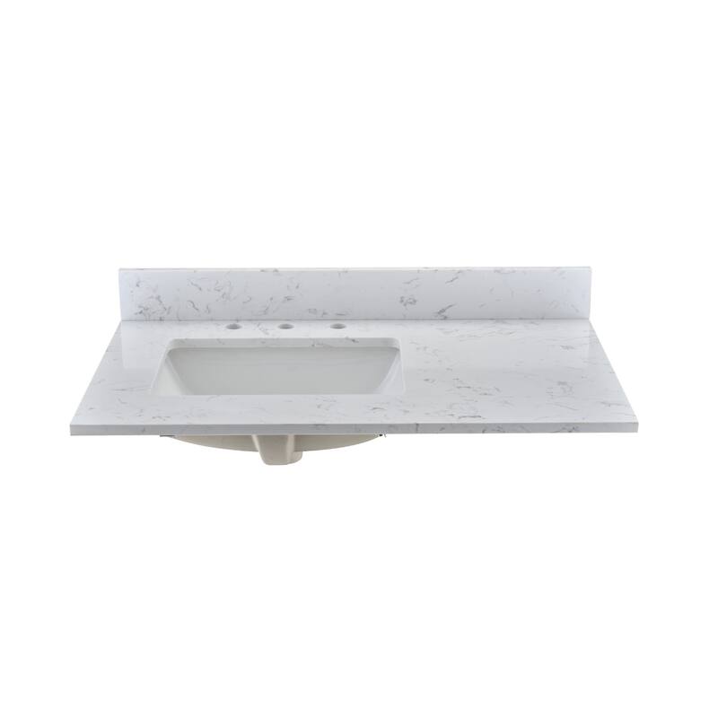 PROOX Bath Cultured Marble Vanity Top Undermount Rectangle Sink Backsplash Included