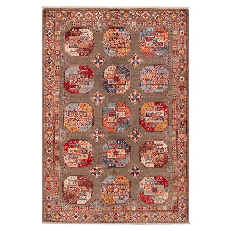 ECARPETGALLERY Hand-knotted Uzbek Ghazni Brown Wool Rug - 4'0 x 5'9 - Brown - 4'0 x 5'9