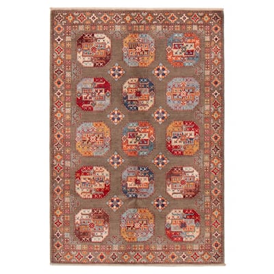 ECARPETGALLERY Hand-knotted Uzbek Ghazni Brown Wool Rug - 4'0 x 5'9