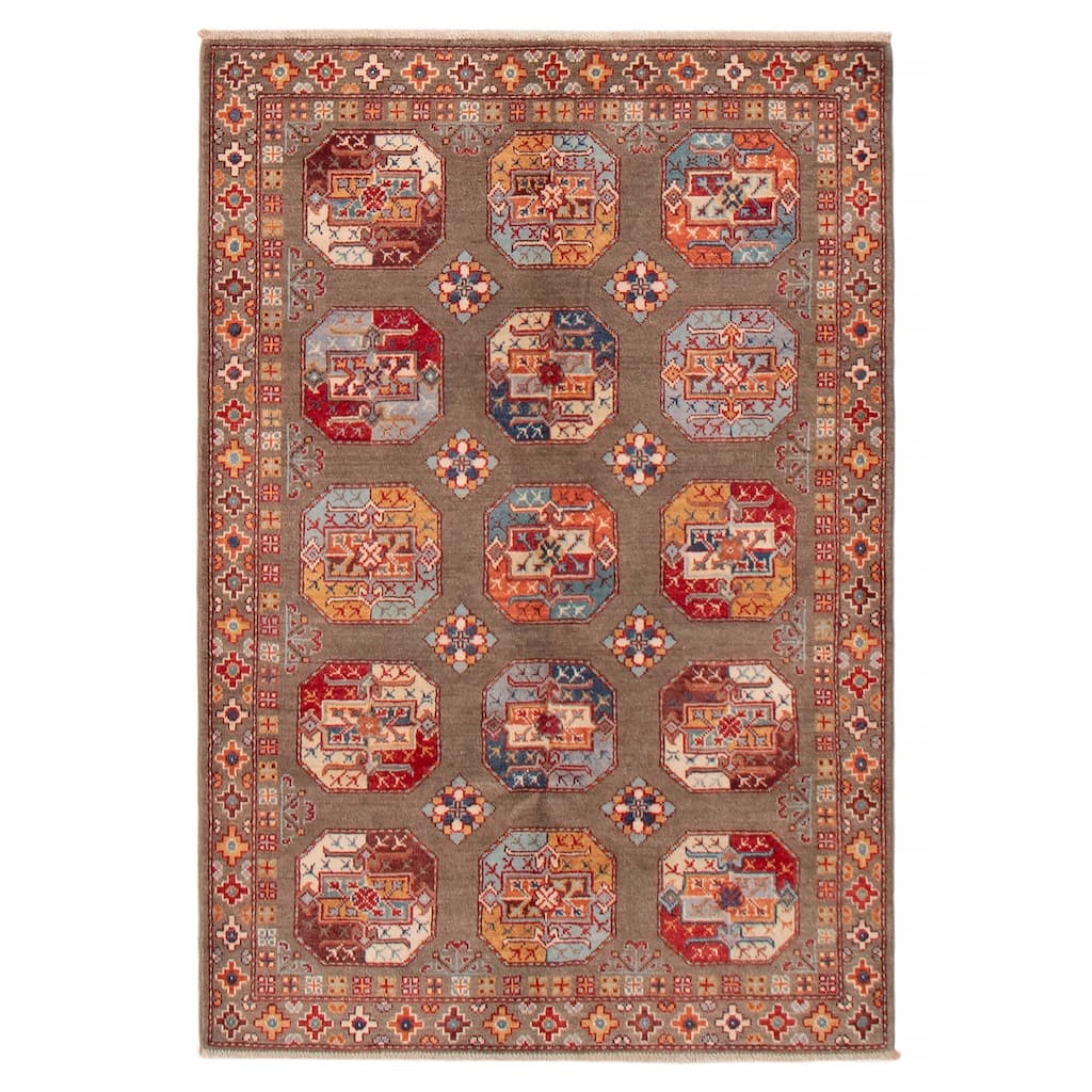 ECARPETGALLERY Hand-knotted Uzbek Ghazni Brown Wool Rug - 4'0 x 5'9