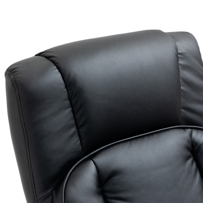 HOMCOM Swivel Recliner, Manual PU Leather Armchair with Ottoman Footrest for Living Room, Office, Bedroom