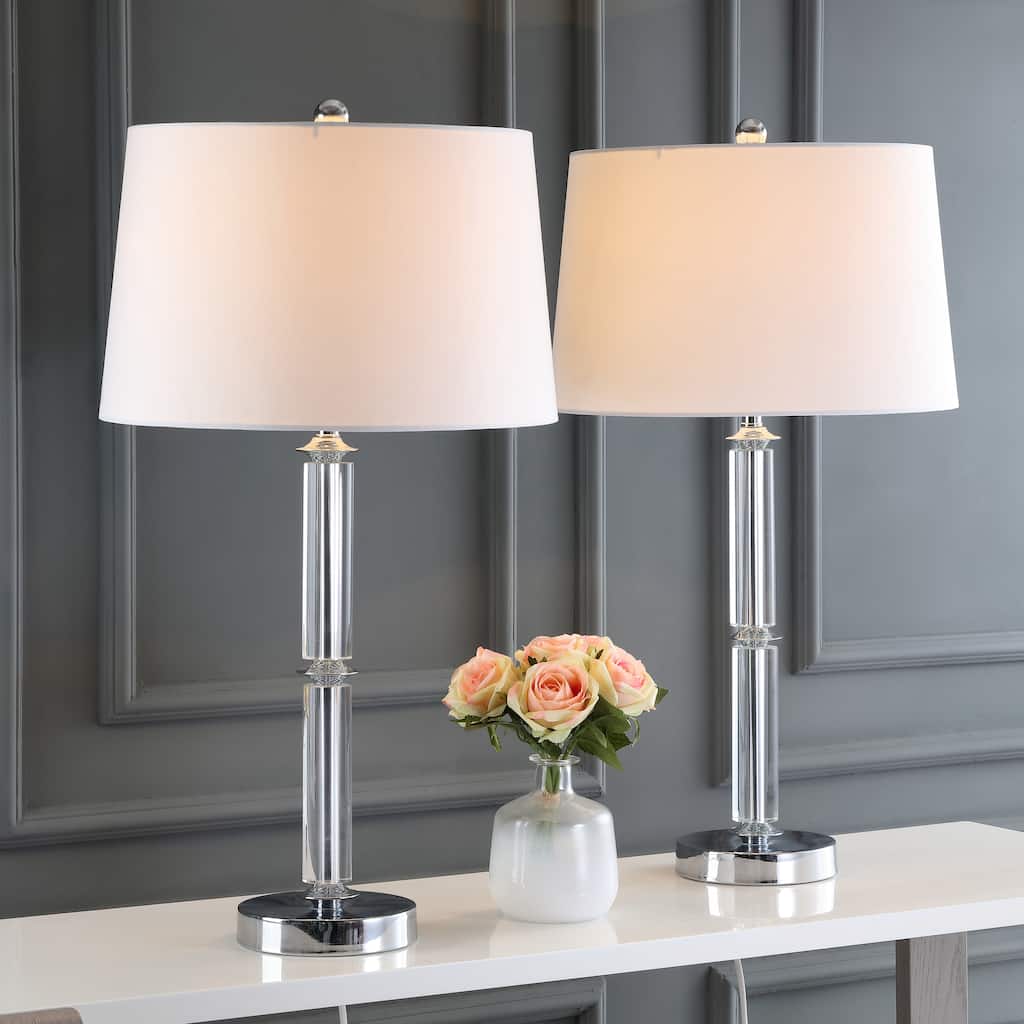SAFAVIEH Lighting Idalina 30-inch Cylinder Glass Table Lamp (Set of 2) - 16" W x 16" L x 28.5" H - 16Wx16Dx29H