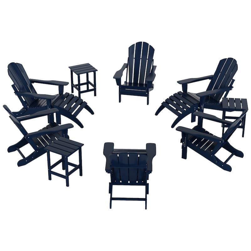 Laguna Hdpe All Weather Outdoor Patio Foldable Adirondack Chairs Conversation Set (12-Piece Set)