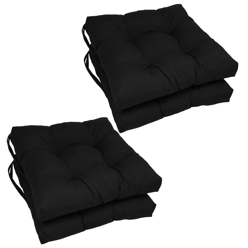 16-inch Square Indoor Chair Cushions (Set of 2, 4, or 6) - 16" x 16" - Set of 4 - Black