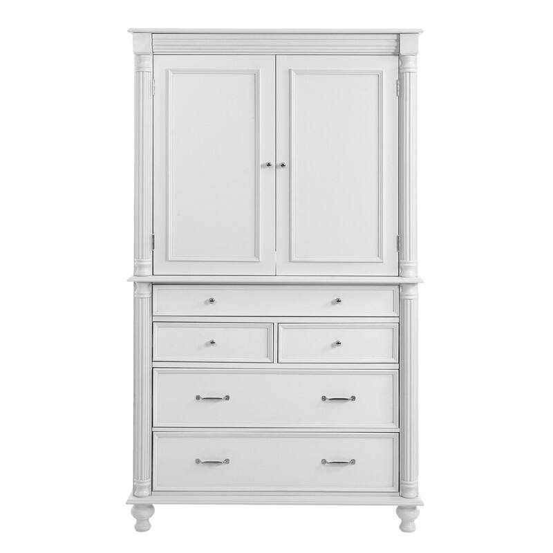 Farmhouse 77.3" Tall Kitchen Pantry Cabinet with 5 Drawers, 6 Door Shelves, 2 Adjustable Shelves