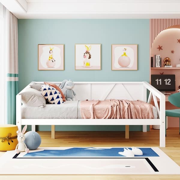 slide 2 of 9, Modern Full Size Daybed with Wood Slat Support & Additional Storage Space White