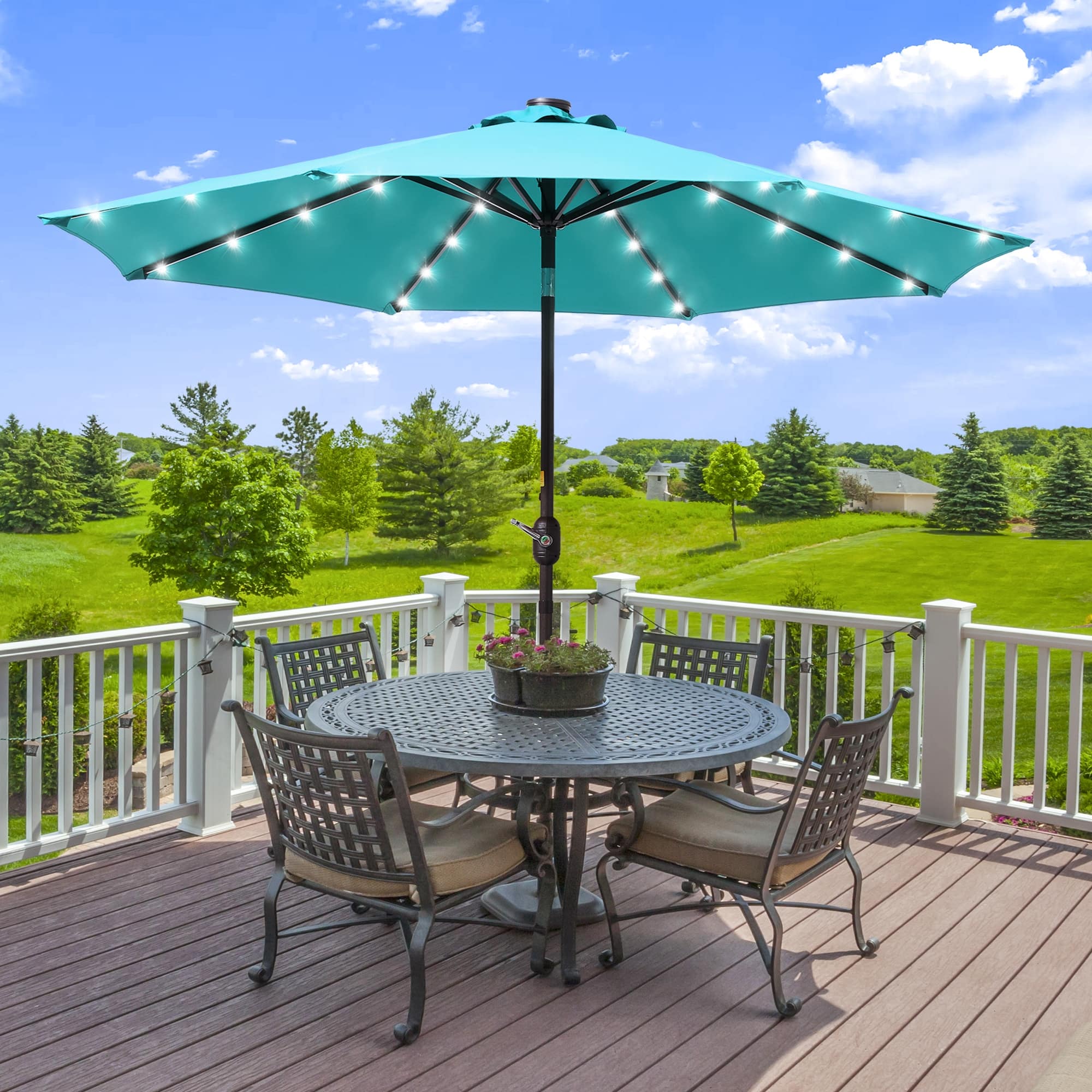 9 ft steel crank and tilt patio umbrella with Frame  Maypex where style meets everyday functionality.Crafted to stand out Maypex 9 ft. Steel Crank