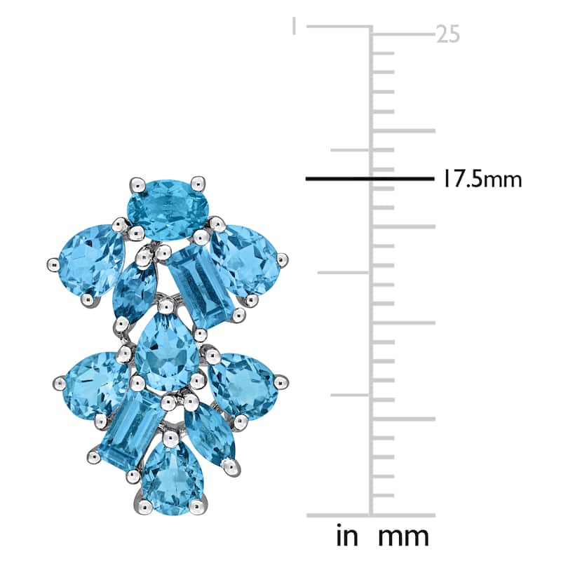 Miadora Multi-Gem Double Floral Drop Earrings Sterling Silver