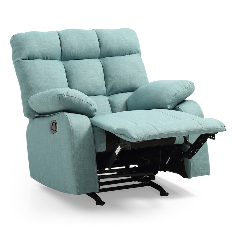 Upholstered Reclining Chair with Padded Arms - 39" - Teal Blue