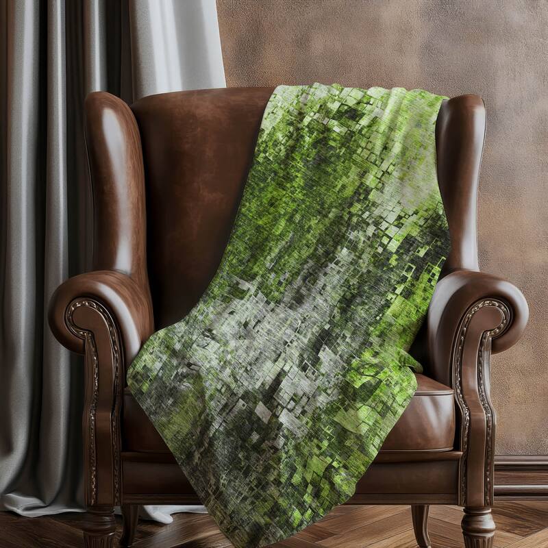 Premium Machine Washable Modern Mosaic Sherpa Throw Blanket
