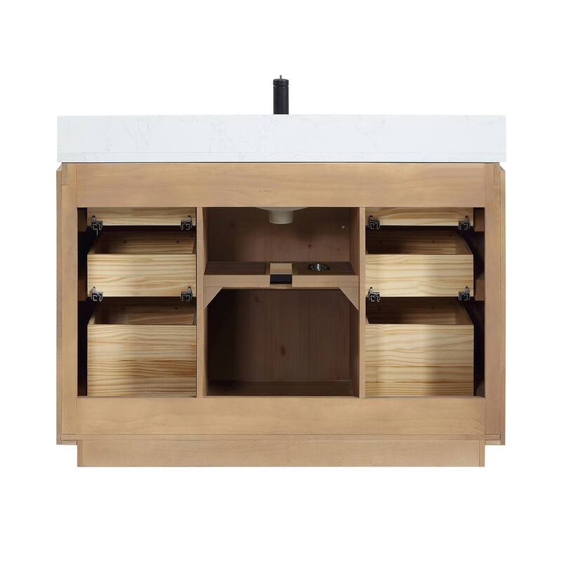 San Single Bath Vanity with Composite Stone Top and Mirror