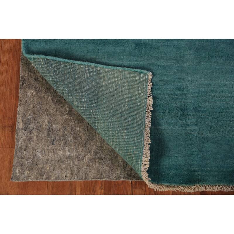 Modern Gabbeh Oriental Foyer Rug Hand-Knotted Blue Wool Carpet - 3'3" x 6'5"