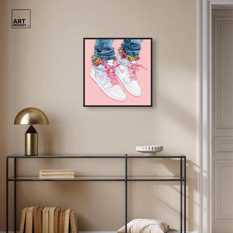 Blush Floral Bloom Sneakers Canvas by Art Remedy