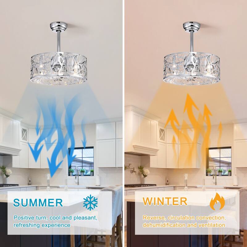 Cage Ceiling Fan Light with 5 Blades and Remote Control, 3 Speed Settings for Bedroom and Living Room