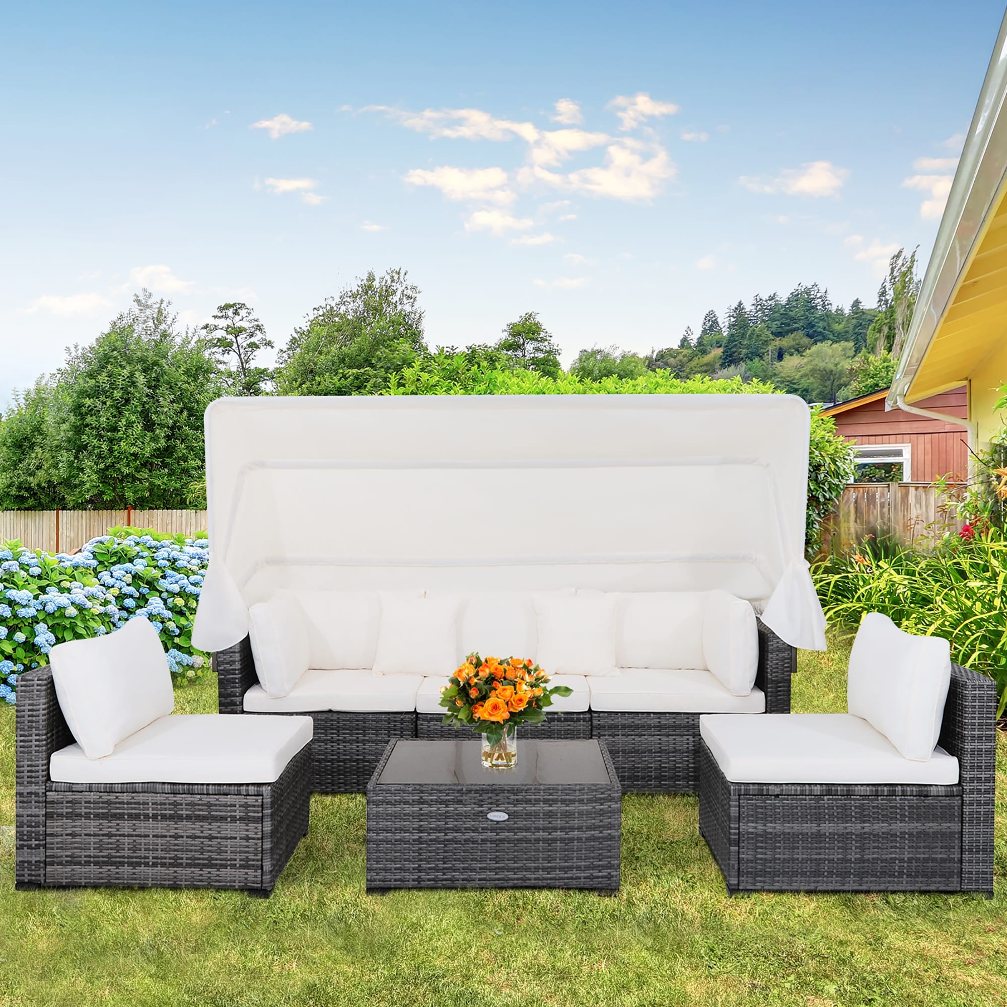 Patio couch with canopy discount