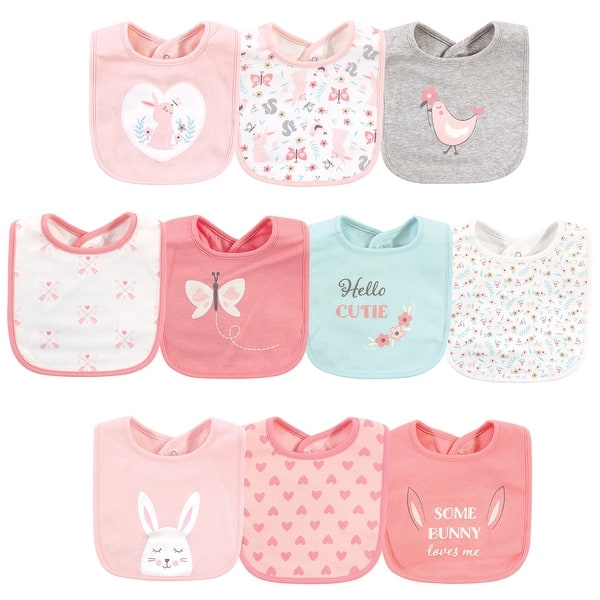 slide 1 of 1, Hudson Baby Infant Girl Cotton Bibs, Sweet Bunny, One Size - Sweet Bunny - One Size One Size - Sweet Bunny
